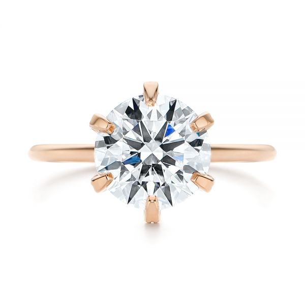 14k Rose Gold 14k Rose Gold Six Prong Solitaire Diamond Engagement Ring - Top View - 105866