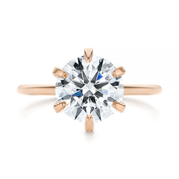 18k Rose Gold 18k Rose Gold Six Prong Solitaire Diamond Engagement Ring - Top View -  105866