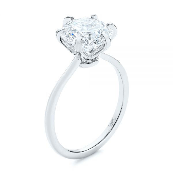 14k White Gold 14k White Gold Six Prong Solitaire Diamond Engagement Ring - Three-Quarter View -  105866