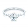 14k White Gold Six Prong Solitaire Diamond Engagement Ring - Flat View -  104092 - Thumbnail
