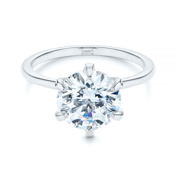 18k White Gold 18k White Gold Six Prong Solitaire Diamond Engagement Ring - Flat View -  105866