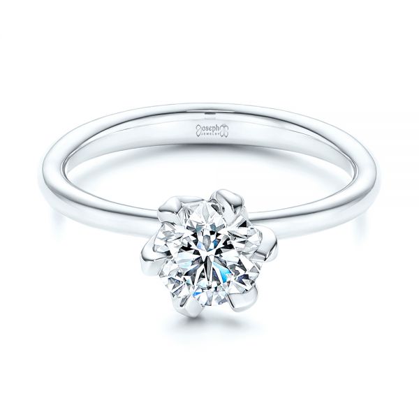 14k White Gold 14k White Gold Six Prong Solitaire Diamond Engagement Ring - Flat View - 106728