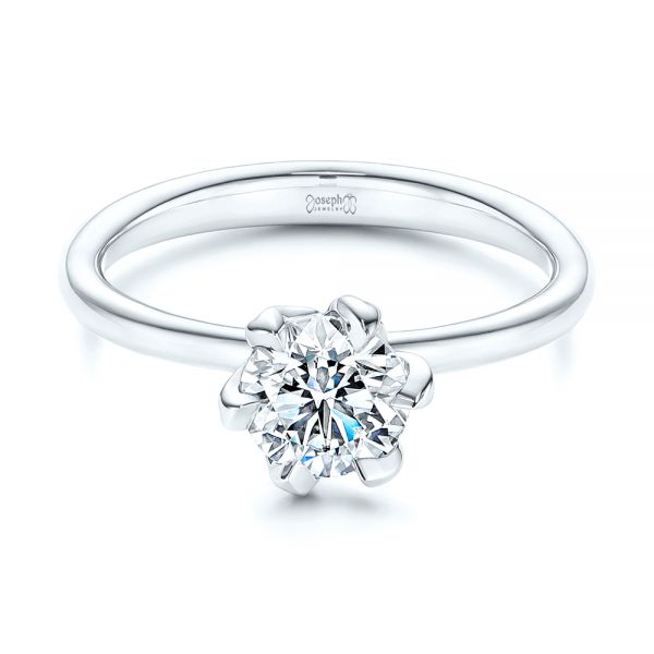 18k White Gold 18k White Gold Six Prong Solitaire Diamond Engagement Ring - Flat View -  106728