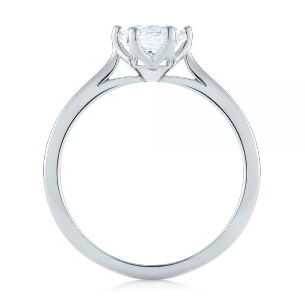 14k White Gold Six Prong Solitaire Diamond Engagement Ring - Front View -  104092