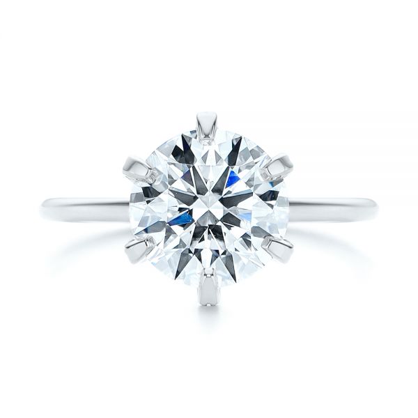 14k White Gold 14k White Gold Six Prong Solitaire Diamond Engagement Ring - Top View -  105866
