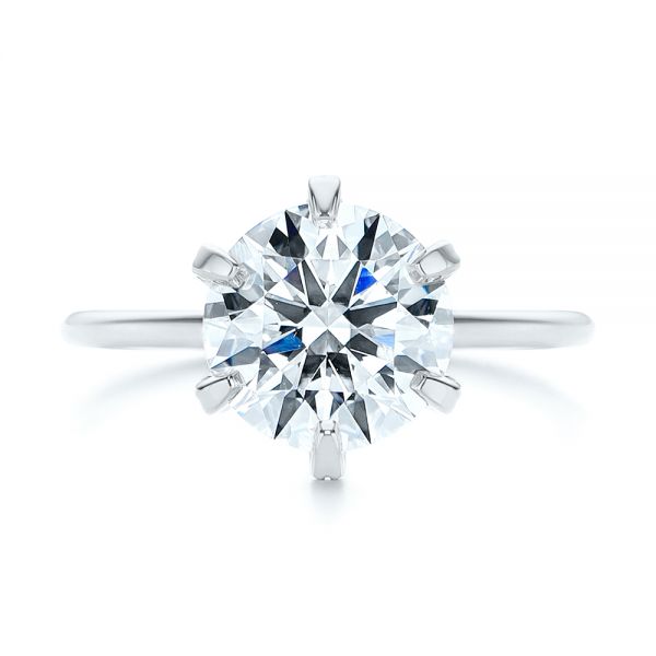14k White Gold 14k White Gold Six Prong Solitaire Diamond Engagement Ring - Top View - 105866