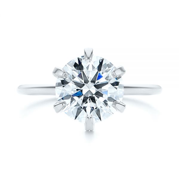 18k White Gold 18k White Gold Six Prong Solitaire Diamond Engagement Ring - Top View -  105866