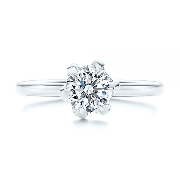 14k White Gold 14k White Gold Six Prong Solitaire Diamond Engagement Ring - Top View -  106728