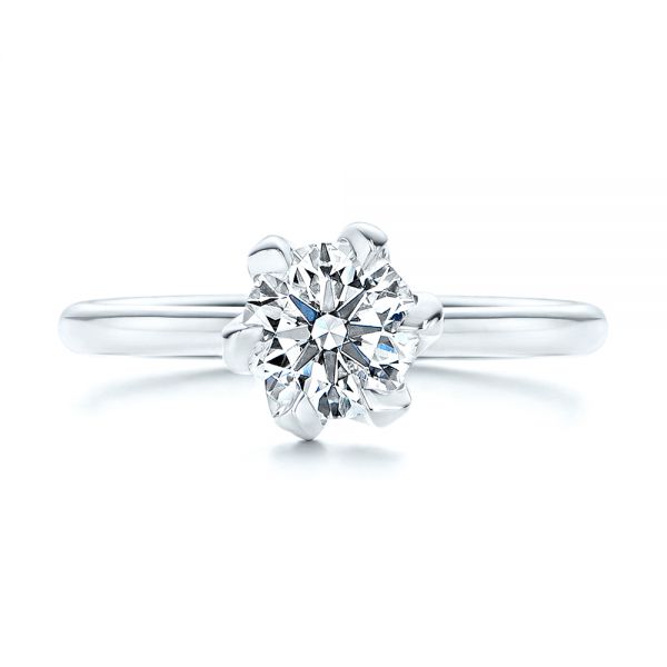 14k White Gold 14k White Gold Six Prong Solitaire Diamond Engagement Ring - Top View - 106728