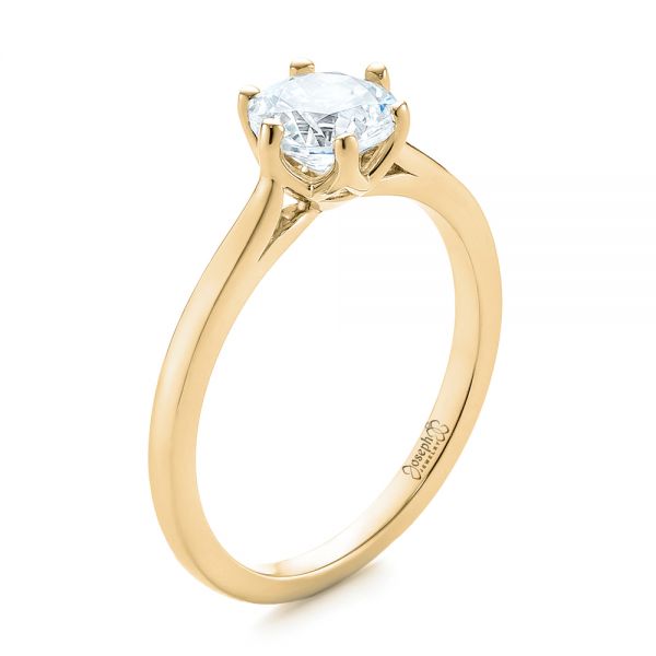 18k Yellow Gold 18k Yellow Gold Six Prong Solitaire Diamond Engagement Ring - Three-Quarter View -  104092