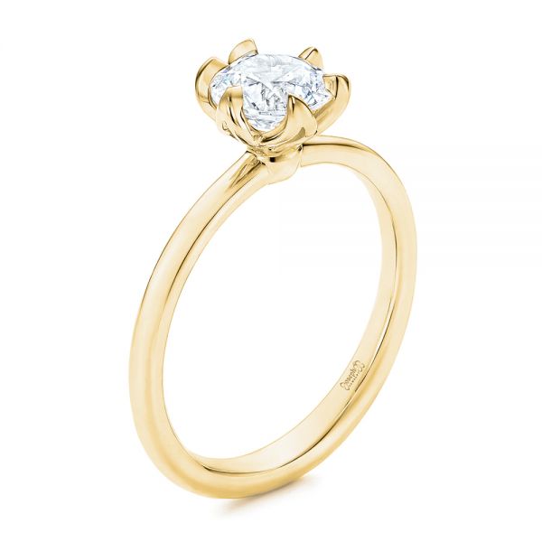 18k Yellow Gold 18k Yellow Gold Six Prong Solitaire Diamond Engagement Ring - Three-Quarter View - 106728