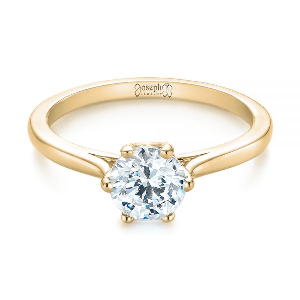 14k Yellow Gold 14k Yellow Gold Six Prong Solitaire Diamond Engagement Ring - Flat View - 104092