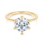14k Yellow Gold Six Prong Solitaire Diamond Engagement Ring - Flat View -  105866 - Thumbnail