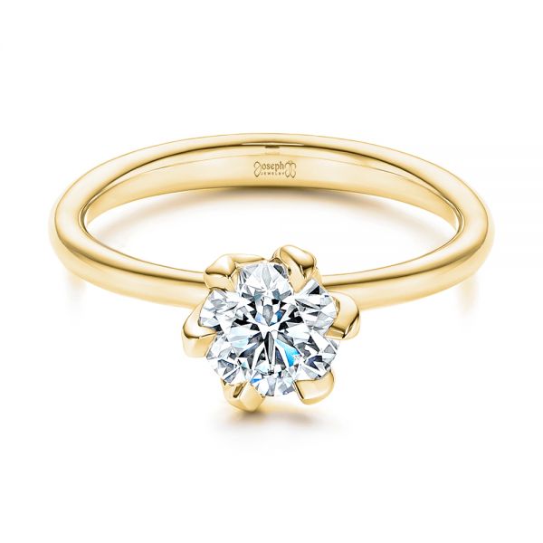 18k Yellow Gold 18k Yellow Gold Six Prong Solitaire Diamond Engagement Ring - Flat View - 106728