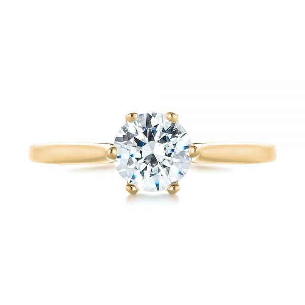 14k Yellow Gold 14k Yellow Gold Six Prong Solitaire Diamond Engagement Ring - Top View - 104092