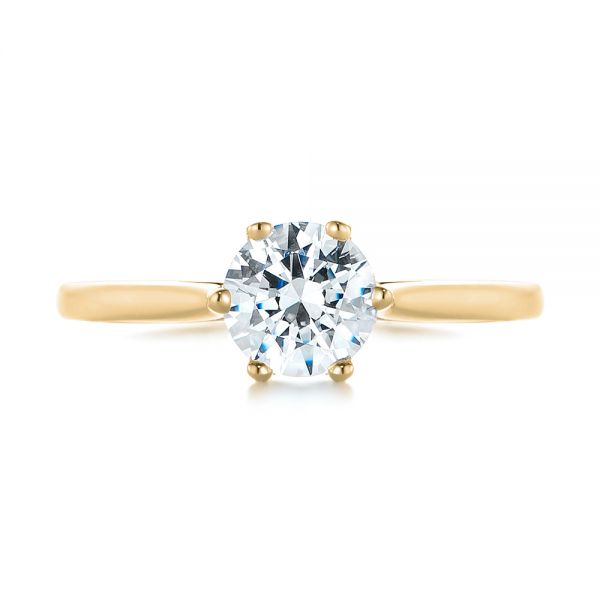 14k Yellow Gold 14k Yellow Gold Six Prong Solitaire Diamond Engagement Ring - Top View -  104092