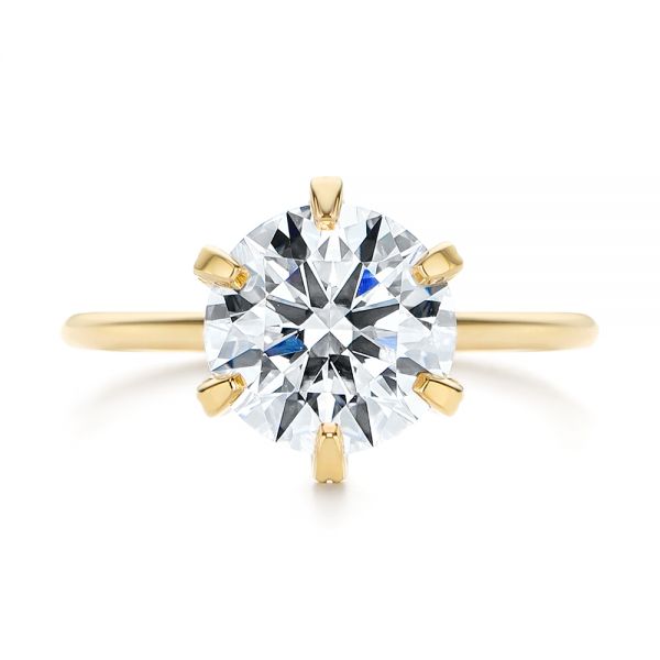 14k Yellow Gold Six Prong Solitaire Diamond Engagement Ring - Top View - 105866