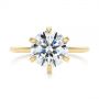 14k Yellow Gold Six Prong Solitaire Diamond Engagement Ring - Top View -  105866 - Thumbnail