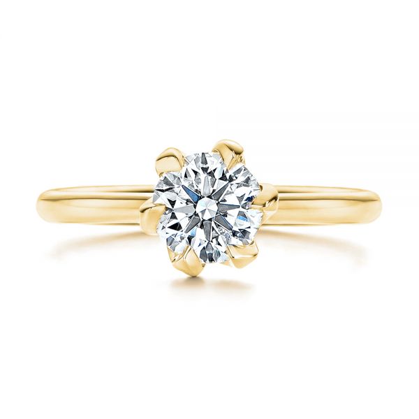 18k Yellow Gold 18k Yellow Gold Six Prong Solitaire Diamond Engagement Ring - Top View -  106728