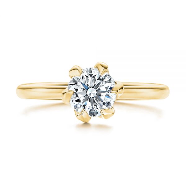 18k Yellow Gold 18k Yellow Gold Six Prong Solitaire Diamond Engagement Ring - Top View - 106728