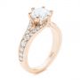 18k Rose Gold 18k Rose Gold Six Prong Tapered Diamond Engagement Ring - Three-Quarter View -  104873 - Thumbnail