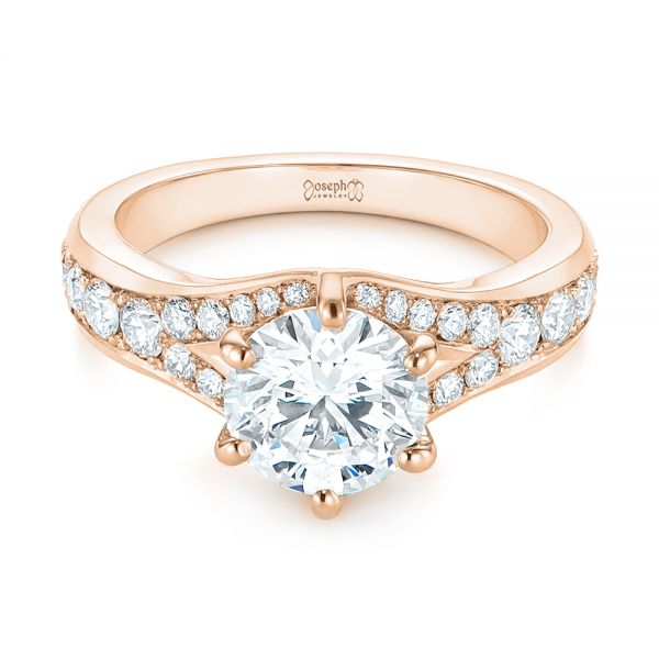 14k Rose Gold 14k Rose Gold Six Prong Tapered Diamond Engagement Ring - Flat View - 104873
