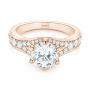 14k Rose Gold 14k Rose Gold Six Prong Tapered Diamond Engagement Ring - Flat View -  104873 - Thumbnail