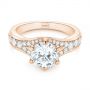 18k Rose Gold 18k Rose Gold Six Prong Tapered Diamond Engagement Ring - Flat View -  104873 - Thumbnail