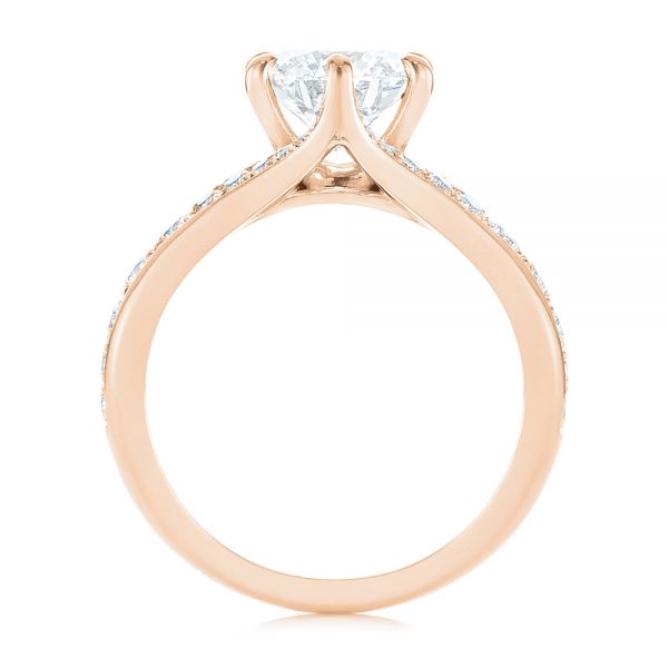14k Rose Gold 14k Rose Gold Six Prong Tapered Diamond Engagement Ring - Front View - 104873