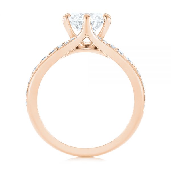 18k Rose Gold 18k Rose Gold Six Prong Tapered Diamond Engagement Ring - Front View -  104873