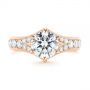 14k Rose Gold 14k Rose Gold Six Prong Tapered Diamond Engagement Ring - Top View -  104873 - Thumbnail