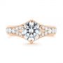 14k Rose Gold 14k Rose Gold Six Prong Tapered Diamond Engagement Ring - Top View -  104873 - Thumbnail