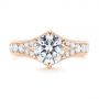 18k Rose Gold 18k Rose Gold Six Prong Tapered Diamond Engagement Ring - Top View -  104873 - Thumbnail