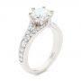 18k White Gold Six Prong Tapered Diamond Engagement Ring - Three-Quarter View -  104873 - Thumbnail