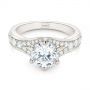 18k White Gold Six Prong Tapered Diamond Engagement Ring - Flat View -  104873 - Thumbnail