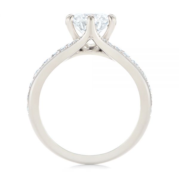 14k White Gold 14k White Gold Six Prong Tapered Diamond Engagement Ring - Front View -  104873