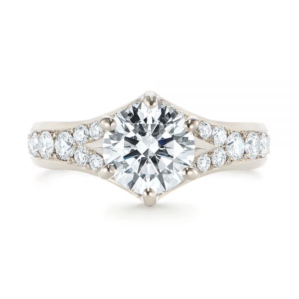  Platinum Platinum Six Prong Tapered Diamond Engagement Ring - Top View -  104873