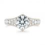 18k White Gold Six Prong Tapered Diamond Engagement Ring - Top View -  104873 - Thumbnail
