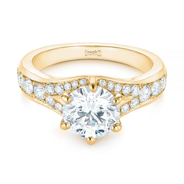 14k Yellow Gold 14k Yellow Gold Six Prong Tapered Diamond Engagement Ring - Flat View -  104873