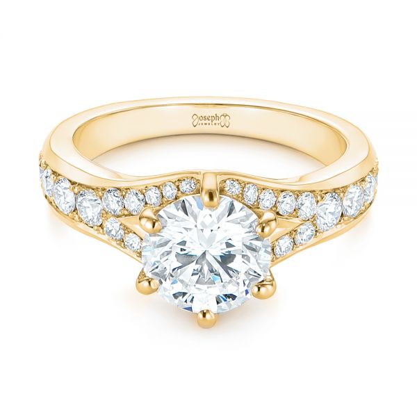 14k Yellow Gold 14k Yellow Gold Six Prong Tapered Diamond Engagement Ring - Flat View - 104873