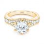 18k Yellow Gold 18k Yellow Gold Six Prong Tapered Diamond Engagement Ring - Flat View -  104873 - Thumbnail