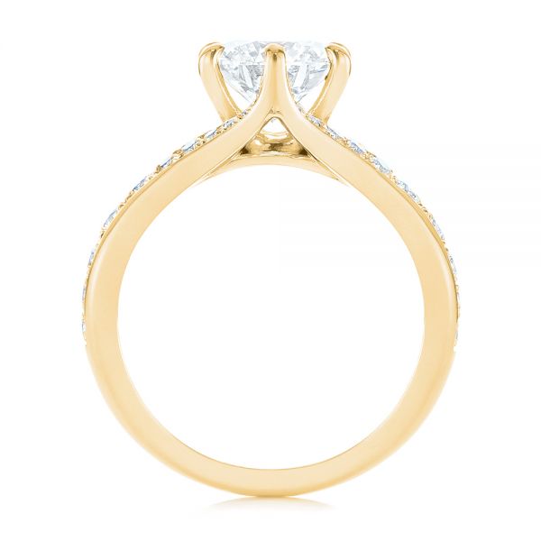 18k Yellow Gold 18k Yellow Gold Six Prong Tapered Diamond Engagement Ring - Front View -  104873