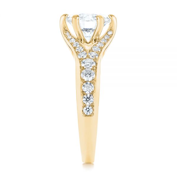 14k Yellow Gold 14k Yellow Gold Six Prong Tapered Diamond Engagement Ring - Side View -  104873
