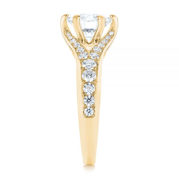 14k Yellow Gold 14k Yellow Gold Six Prong Tapered Diamond Engagement Ring - Side View - 104873