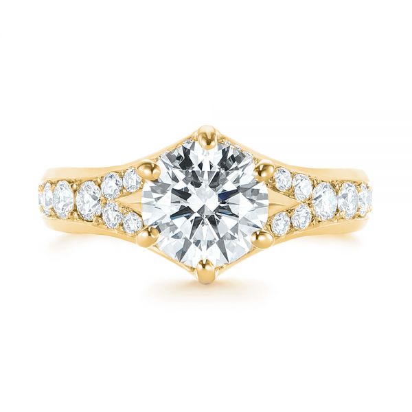 18k Yellow Gold 18k Yellow Gold Six Prong Tapered Diamond Engagement Ring - Top View -  104873