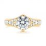 18k Yellow Gold 18k Yellow Gold Six Prong Tapered Diamond Engagement Ring - Top View -  104873 - Thumbnail