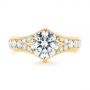 18k Yellow Gold 18k Yellow Gold Six Prong Tapered Diamond Engagement Ring - Top View -  104873 - Thumbnail