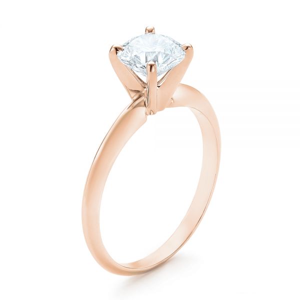 14k Rose Gold 14k Rose Gold Solitaire Diamond Engagement Ring - Three-Quarter View -  103141