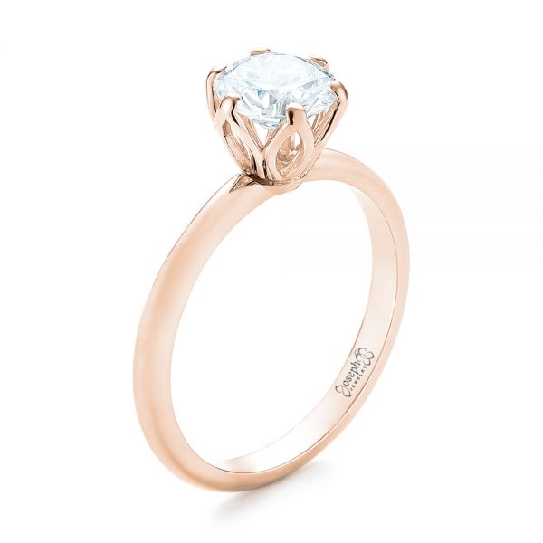 18k Rose Gold 18k Rose Gold Solitaire Diamond Engagement Ring - Three-Quarter View -  103296