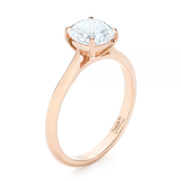 14k Rose Gold Solitaire Diamond Engagement Ring - Three-Quarter View -  103297